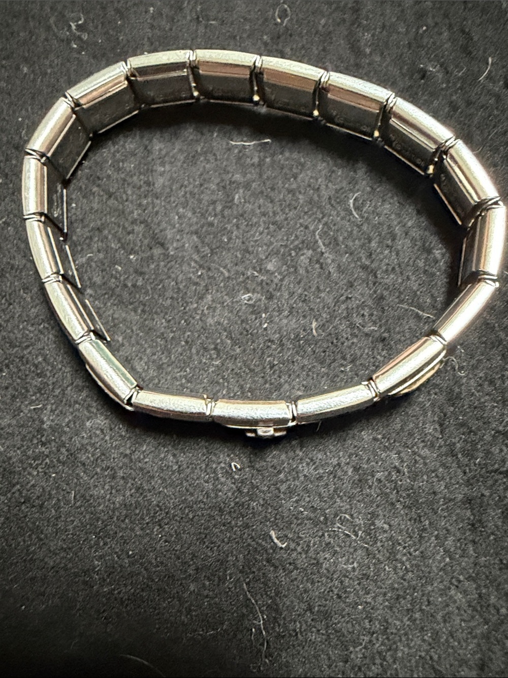 Polished Silver Tube Stretch Bracelet for Women Italy.  Stainless steel